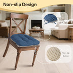 Non Slip Chair Cushions for Dining Chairs Set of 4 Kitchen Chair Cushions 18"x18"x3" Turfted Chair Pads Comfortable and Soft Seat Cushion with Ties, Royal Blue