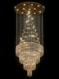 D32 x H79'' Modern Crystal Raindrop Gold Chandelier Lighting for Entrance, Stairs, Doorway, Crystal Ornament Chandelier Can be Used on Slopin
