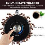 ShanSon Coffee Canister Airtight Stainless Steel Kitchen Food Storage Container with Date Tracker for Beans Grounds Tea Flour Cereal Sugar, 22OZ, Silver