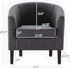 BELLEZE Living Room Chairs Set of 2, Linen Round Accent Barrel Chairs, Club Tub Sofa Chairs for Bedroom, Corner Chairs with Flared Legs and Cozy Soft Padding - Highland (Gray)