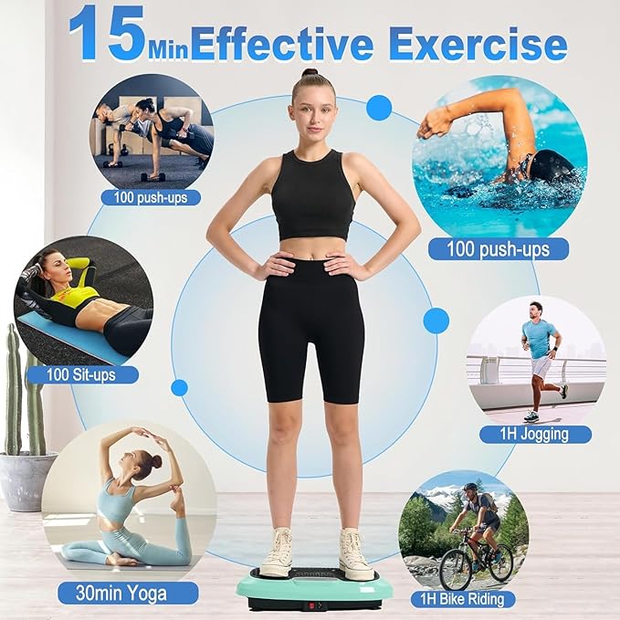 HOTWAVE Vibration Plate Exercise Machine for Lymphatic Drainage, Power Vibrating Plates Platform for Weight Loss - Whole Body Shaker Vibration Plate Machine Home Gym Shaping Fitness Workout