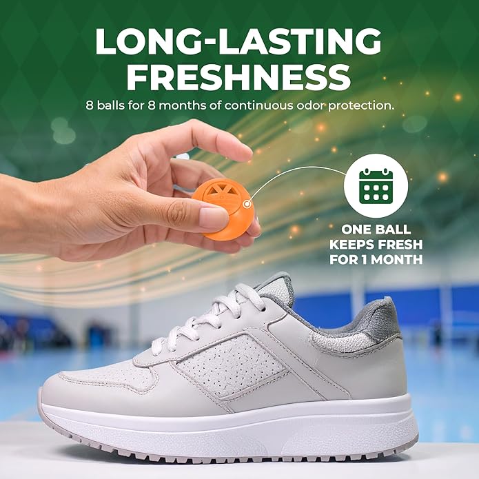 Shoe Deodorizer Balls 8-Pack – Long-Lasting Sneaker & Gym-Bag Odor Eliminator, Twist-to-Activate Billiard-Ball Freshener, Assorted Scents (Lemon, Ocean, Lavender & More) – 8-Month Supply