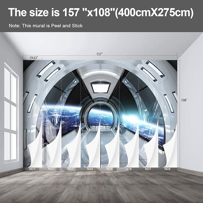 Spaceship Wall murals Peel and Stick Wallpaper for Bedroom Living Room - 108"x157"