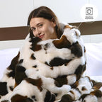 Cow Print Faux Fur Throw Blanket for Couch, Soft & Plush Fuzzy Blanket for Sofa, Bedroom, Living Room, Super Soft Warm for Adults Kids Girl Gifts Bedroom Couch Sofa Travel,60x80 Inches Black Brown