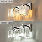 Modern Bathroom Vanity Light 2-Lights Chrome Crystal Bathroom Wall Light Vanity Light Fixtures，12.59-inch Modern Minimalist Design