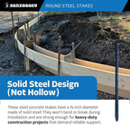 Sandbaggy Round Steel Concrete Form Stakes with Nail Holes - Rust Resistant Coating - Removable, Reusable (50, 3/4 in X 18 in)