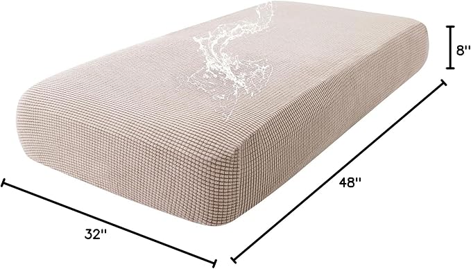 hyha Waterproof Couch Cushion Covers for Pets, Non Slip Sofa Seat Cover for Dogs Washable, Soft Thick Stretch Jacquard Fabric, Sofa Slipcovers with Elastic Bottom (1 Piece for Medium, Taupe)