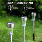 Solar Lights Outdoor Waterproof, Stainless Steel LED Landscape Lighting, Solar Garden Lights Solar Powered, Outdoor Solar Lights for Yard, Pathway, Walkway, Patio , Lawn - 12 Pack ( Cold White )
