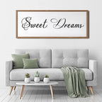 Sweet Dreams Wall Decor Above Bed 32x12 Inch Large Master Bedroom Hanging Wood Rustic Framed Farmhouse Sweet Dreams Sign Guest Room Aesthetic And Minimalist Over Bed Wall Art（Wood White）