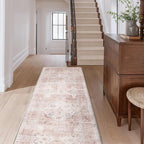 AMOAMI-2X6 Runner Rug-Washable Runners for Hallways-Soft Non Slip Bedside Rugs for Bedroom-Vintage Long Rug for Hallways Entryway Laundry Room Stair Kitchen Bathroom Pink
