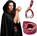 Boao Potion Bottles with Cork Set Dark Magic Cork Round Potion Bottle with Leather Belt Clear Glass Large for Halloween Costume Props DIY Crafts Decorative, 200 ml(Claret)