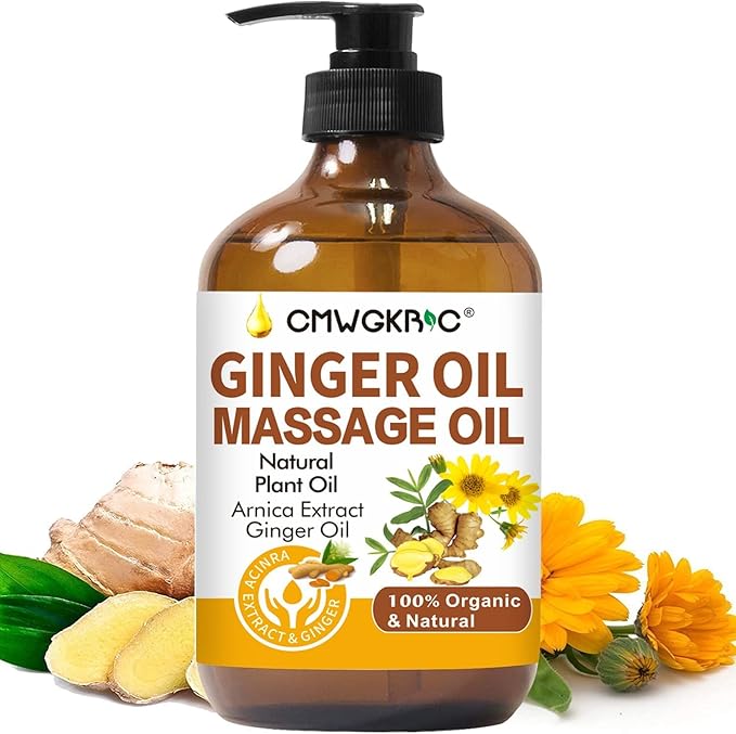 Ginger Oil,Ginger Massage Oil for Lymphatic Drainage,Natural Body Oil for Skin,Arnica Oil,Sore Muslce Massage Oil,Spa Ginger Oil-Warming and Relaxing for Mothers Day Gifts&Fathers Day Gift