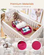 KALLAX Small Woven Basket, 12 x 8 x 4.5 Inches, Storage Basket for Organizing, Cute Small Rope Shelf Closet Cube Storage Bins Baskets for Shelves, Dog Toy Gift Baskets Empty, 3 Packs, Hot Pink