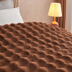 Lotus Karen Faux Fur Throw Blanket Dark Coffee - Big Bubble Rabbit Fluff Blanket for Couch Bed Sofa,Softest Fluffy Fuzzy Cozy Blanket,Thick Furry Plush Shaggy Warm Blankets for Women,60x80 Inches