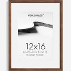 12x16 Picture Frame Natural Solid Walnut Photo Frames with 8.5x11 Removable Mat Wall Hanging Large Handcrafted Frame with HD Plexiglass Wall and Tabletop Display Large Poster Frame