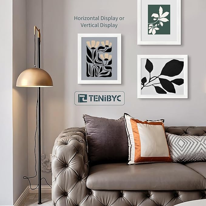11x14 Picture Frame Set - 3 Pack, Textured White Solid Wood, HD Tempered Glass, Wall Gallery Photo Frame