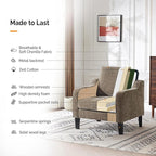 VINGLI Accent Chair for Living Room Chairs Light Brown Reading Chair for Bedroom Scooped Arm Chair Mid Century Modern Accent Chairs Upholstered Comfy Chair for Apartment, Waiting Room