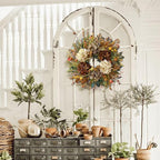 WANNA-CUL 24 Inch Fall Wreaths for Front Door with Hydrangea,Little Pumpkins-Fall Decorations for Home,Fall Door Wreath Decor for Autumn,Harvest, Halloween or Thanksgiving