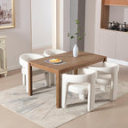 White Chenille Dining Chairs Set of 2, Modern Barrel Dining Room Chairs Upholstered Accent Chair with Arms and Round Back for Living Room Kitchen Armchair No Assembly Needed