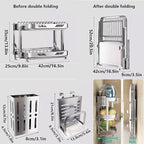 Dish Drying Rack with Drain Board - Rustproof Stainless Steel Dish Rack with Utensil Holder,Dish Racks for Kitchen Counter Over Sink,Over-Sink Drying Rack(Wall-Mounted,Third Floor)