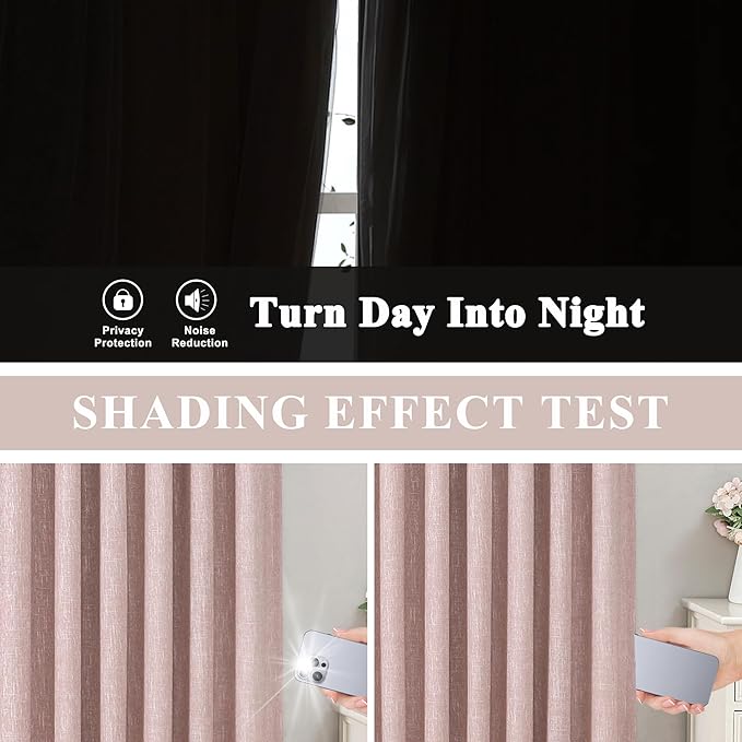 Vision Home Pink Total Blackout Curtains Pinch Pleated Room Darkening Window Panels 63 inch for Girls Bedroom Living Room Thermal Insulated Pinch Pleat Pink Drapes with Hooks Back Tab 40" Wx63 Lx2