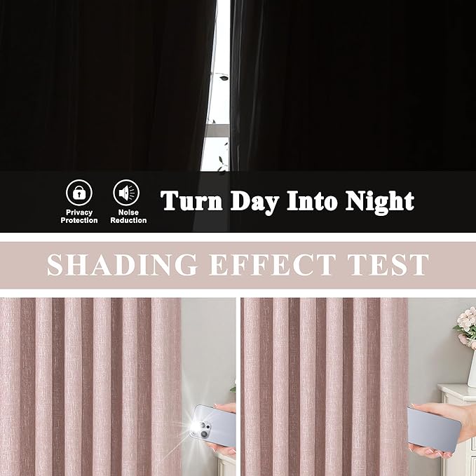 Vision Home Pink Pinch Pleated Full Blackout Curtains Room Darkening Window Panels 108 inch for Girls Bedroom Living Room Thermal Insulated Pinch Pleat Pink Drapes with Hooks Back Tab 40" Wx108 Lx2