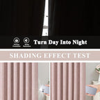 Vision Home Pink Pinch Pleated Full Blackout Curtains Room Darkening Window Panels 90 inch for Girls Bedroom Living Room Thermal Insulated Pinch Pleat Pink Drapes with Hooks Back Tab 40" Wx90 Lx2