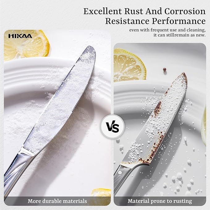HIKAA Wave Design Silverware Set Service for 8, 40-Piece Artistic Stainless Steel Flatware Set with Fibonacci Pattern, Heavy Duty Mirror Polished Cutlery Set
