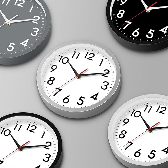 Wall Clock Black Battery Operated 10 Inch Simpel Silent Non Ticking Analog Decorative for Kitchen Bathroom Bedroom Office Living Room School Classroom(Black)