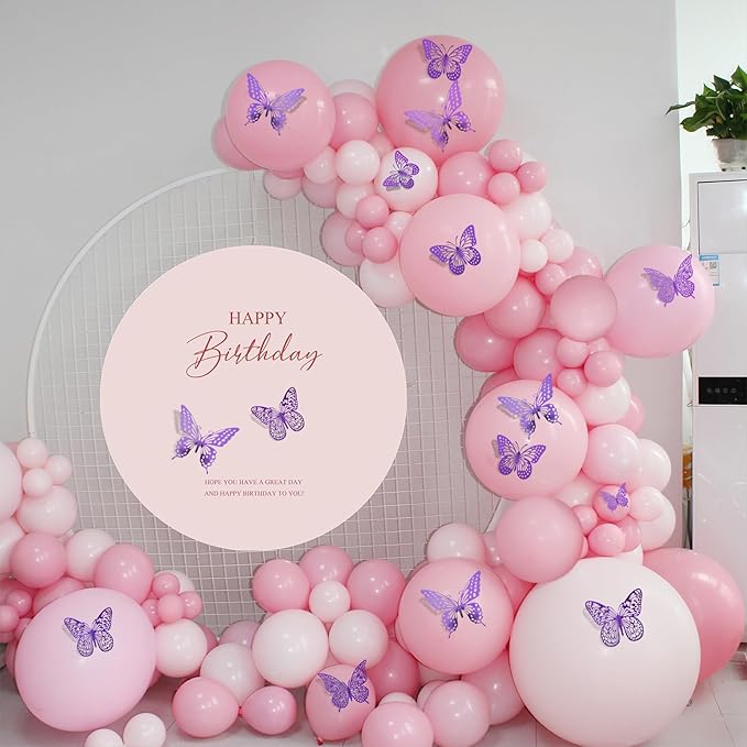 SAOROPEB 3D Butterfly Wall Decor - 48 Pcs, 4 Styles, 3 Sizes - Purple Butterfly Decorations for Birthday Parties, Removable Stickers