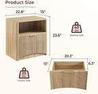 Fluted Nightstand Set of 2 - Natural Oak