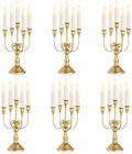 Sziqiqi Candelabra Candle Holder Gold Set of 6-5-arm Metal Candlestick Holders for Taper Candles for Centerpieces Table Wedding Christmas Fireplace Decor Birthday