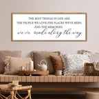 The Best Things in Life Wall Decor Sign 32 x 12 Inch Memories Inspirational Quotes Wood Framed Family Entryway Living Room Home Wall Art for Farmhouse Bedroom Room (Wood)