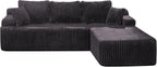 Hobestluk Modular Sectional Sofa Couches 108" L-Shape Couch 3 Seat Modular Sofa Memory Foam Sectional Couches for Living Room, Boneless Couch with Oversized Chaise (Grey, Right Facing)