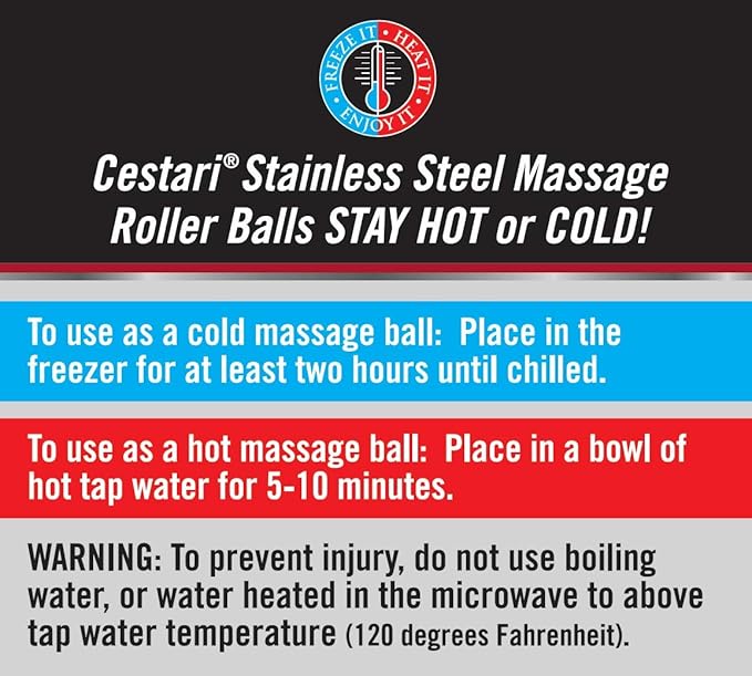 Cryosphere Massage Ball Hot Cold Roller Ball - Fast Muscle Pain Relief - Stainless Steel Balls for Heat or Ice Therapy - Feet Pain - Plantar Fasciitis- Back Ache - Foot Massager - 60 mm Ice Roller