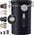 Veken Coffee Canister, 39OZ Large, Airtight Stainless Steel Food Storage Container for 2.2lbs Coffee Beans, Ground, Sugar, Tea, Flour, Rice, Cereal, Cookies Jars, Bar Accessories & Gifts, Black