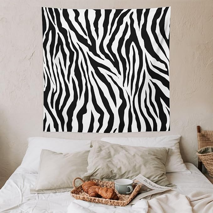 HZOHNAGO Zebra Print Tapestry Nature Wild Animals Black and White Stripe Printed Wall Tapestry Painting Wall Hanging for Bedroom Living Room Dorm 60" W x 60" H