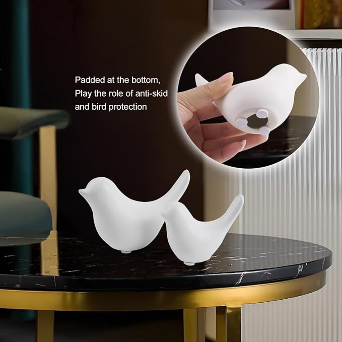 Notakia Small White Birds Statues Home Decor Modern Style Decorative Ornaments for Living Room, Bedroom, Office Desktop, Cabinets (2Pcs White Birds)