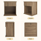 Fluted Nightstand Set of 2, 22.8" Wide Nightstands with Drawer Storage Large Wood BedsideTable Night Stands for Bedroom, Natural Oak