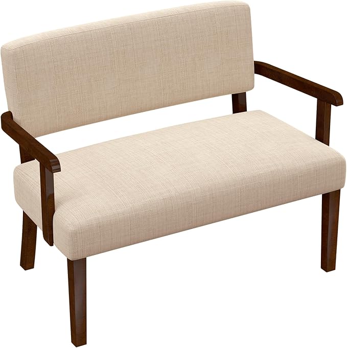 Accent Chair 2 Seat, Arm Chairs with Soft Seat and Armrests for Living Room, Love seat for Dining, Reading, and Waiting Rooms (Beige)
