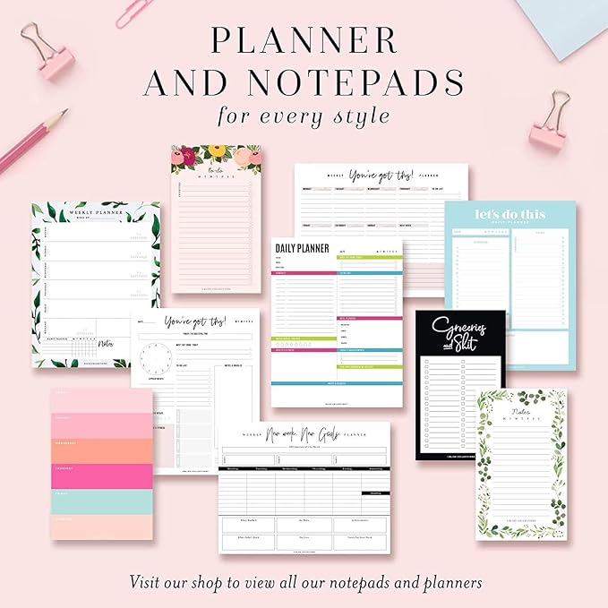 Bliss Collections Weekly Planning Pad, To Do List Notebook - Undated Tear-Off Sheets Notepad - Work Calendar, Organizer, Scheduler for Goals, Tasks - Minimalist, 8.5" x 11", 50 Sheets
