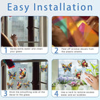 20pcs Window Decals for Bird Strikes, Anti Collision Window Clings, Rainbow Reflection Window Sticker, Butterfly Style Sun Catcher Stickers for Glass Windows