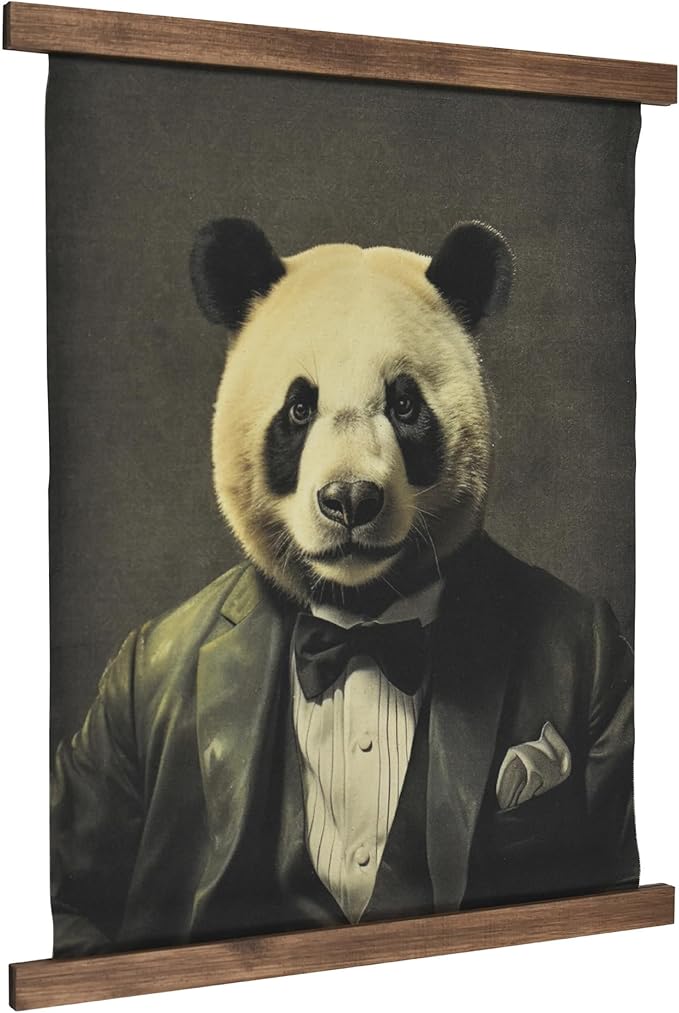 American Art Decor Hanging Linen Dapper Suit Panda Tapestry Vintage Animal Wall Art Hanging