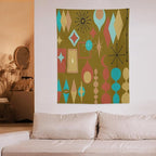 ICMOLYYENLO Boho Medieval Cat Tapestry, Abstract Atomic Starburst Geometric Aesthetic Art Wall Hanging For Bedroom Living Room Dormitory 50x60 Inches