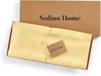 Solino Home Linen Table Runner 60 Inches - 100% Pure Linen Golden Straw Table Runner 14 x 60 Inch Ideal for Dresser and Coffee Tables - Fall, Autumn, Thanksgiving - Fete