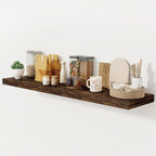 Floating Shelves 55 Inch Long, 55 x 12 Large Floating Shelf Wall Mounted, 12 Inch Wide Floating Shelves for Fireplace Mantel, 2" Thicked Storaged Shelves for Living Room, Bedroom, Rustic Brown, 1 Pack