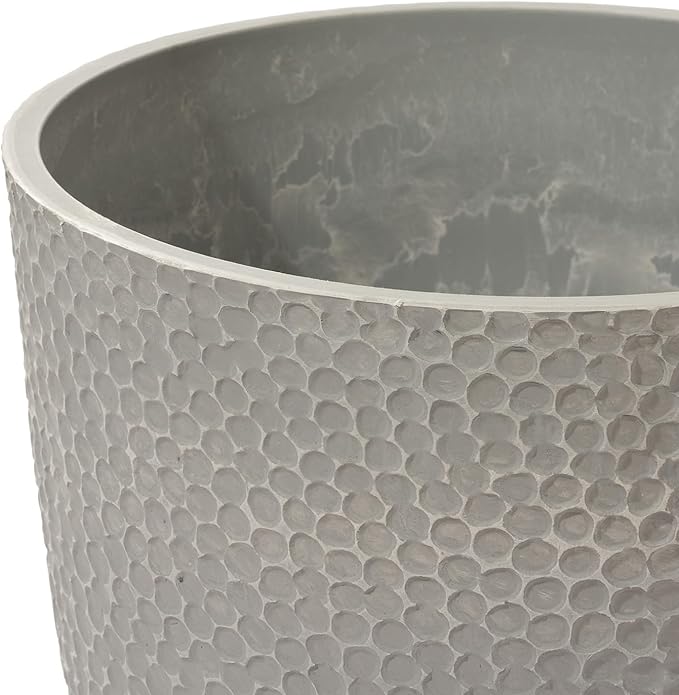 LA JOLIE MUSE 20 inch Tall Planters, Tall Round Planters for Indoor/Outdoor Plants, Grey Flower Pots for Front Door,Patio and Deck,Honeycomb