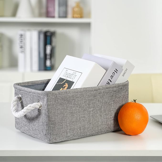 TheWarmHome Storage Bins for Shelves - 11.8x7.9x5.2 inch Grey Small Storage Baskets for Organizing, Fabric Storage Cubes Closet Organizer for Home Nursery Gift Decorative (Gray)