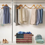 Storage Basket Bin Vintage Retro American Flag Organizer Basket Collapsible Shelf Basket Cube with handle for Nursery Bedroom Bathroom, one sizex1