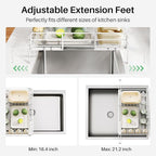 Dish Drying Rack - Extendable Dish Rack, Large Sink Drying Dish Drainer for Kitchen Counter, Stainless Steel Dish Strainer with Utensil Holder (White)